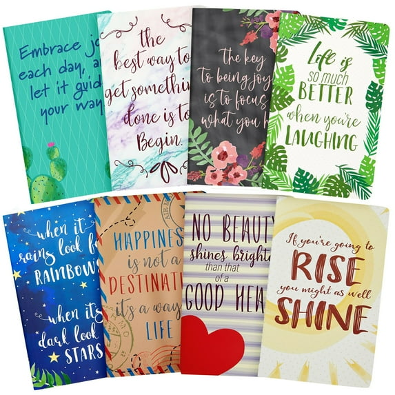 8 Pack Inspirational Notebooks with Motivational Quotes Bulk, 5x8 Lined Journals for Women, Students, Appreciation Gifts, Friends, Teachers