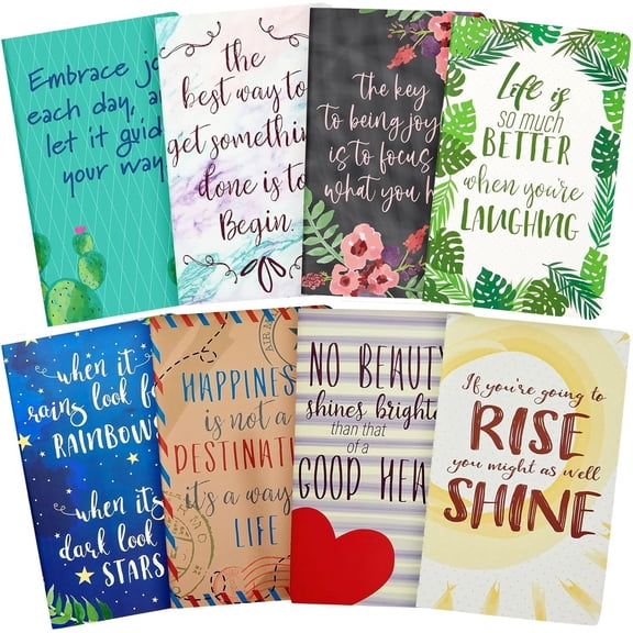 8 Pack Inspirational Notebooks with Motivational Quotes Bulk, 5x8 Lined Journals for Women, Students, Appreciation Gifts, , Teachers