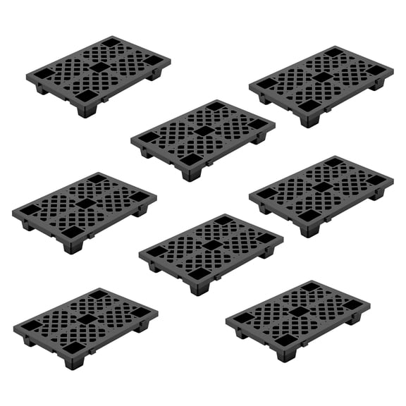8-Pack Interlocking Plastic Pallets, 23.6”X15.7”X3.9” Heavy Duty Waterproof Floor Pads with Breathable Grid, Lightweight & Stackable for Basement, Garage, Storage Organization