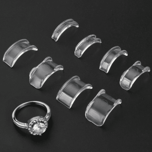 8 Pack Invisible Ring Size Adjuster Clear Soft TPU Sizer Guard Spacer Fits 2mm to 9.5mm Width for Loose Wedding Engagement Bands