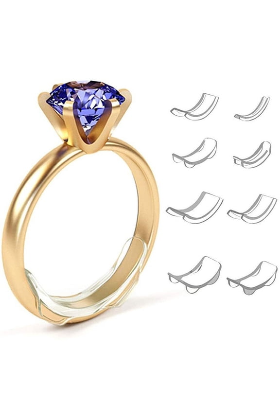 8 Pack Invisible Ring Size Adjusters Spacer Guard–Assorted Sizes Soft Clear Ring Guards For Loose Rings Comfortable Fit Reducers For Wedding Bands Engagement Rings & All Ring Types