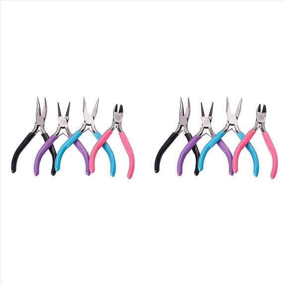 8 Pack Jewelry Pliers Jewelry Making Pliers Tools Kit for Wire Wrapping Earring Supplies,2 x needle nose pliers,2 x round nose pliers,2 x wire cutters,2 x bent nose pliers