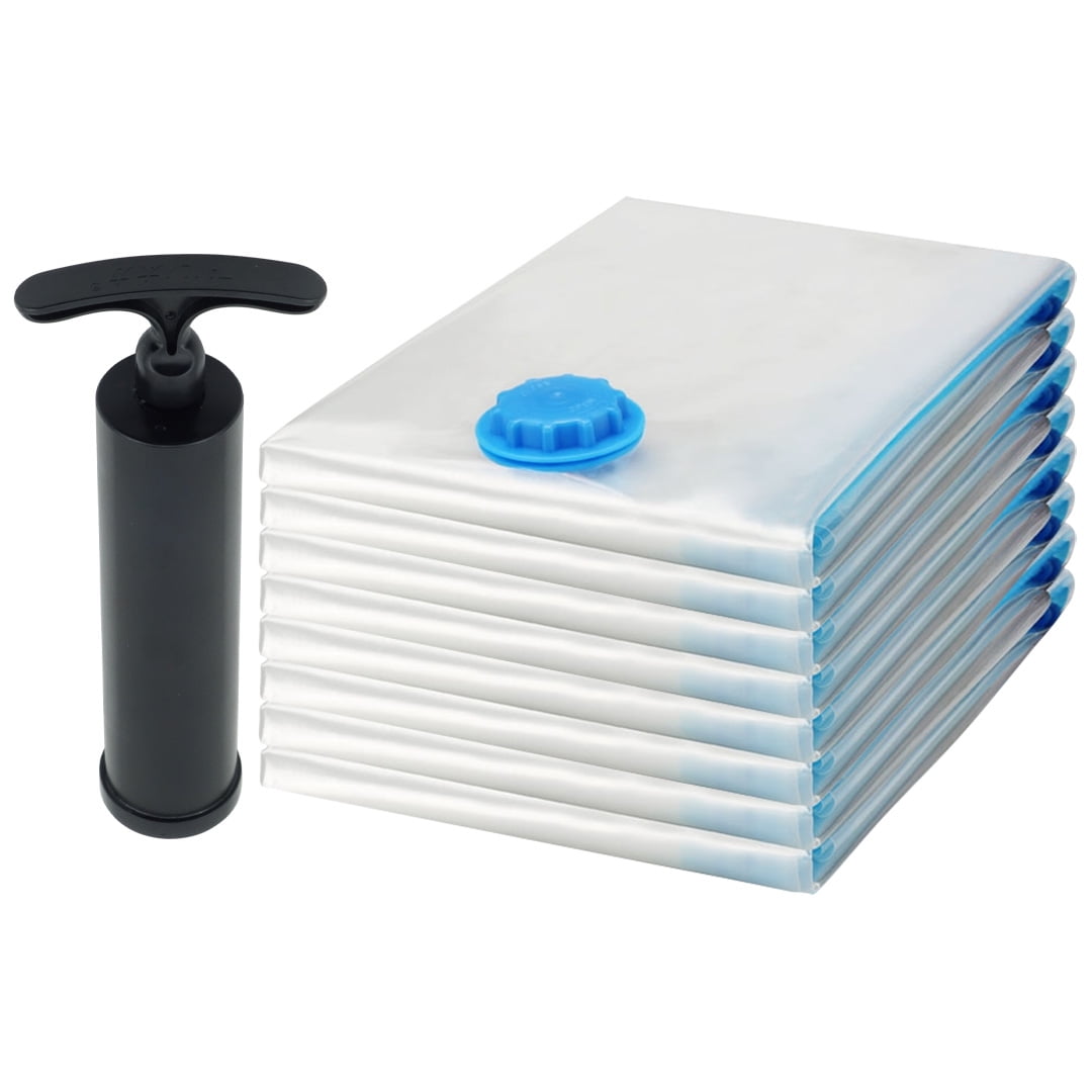 8 Pack Jumbo Space Saver Bags Vacuum Seal Storage Bag Organizer 39 x 47 inches, 100x120 cm + Free Pump