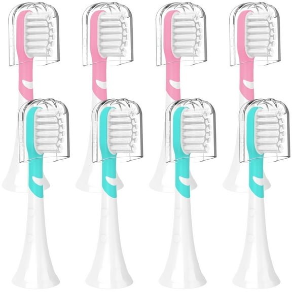 Bibemorol Sonicare Replacement Toothbrush Heads for Kids, Compatible with Philips HX6032/94, 8 Pack, Green/Pink