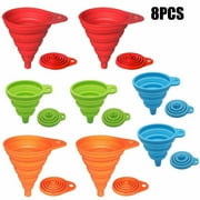 8 Pack Kitchen Funnel Set Small and Large, Kitchen Gadgets Accessories Foldable Silicone Collapsible Funnels for Filling Water Bottle Liquid Transfer Food Grade,Funnels for Filling Bottles