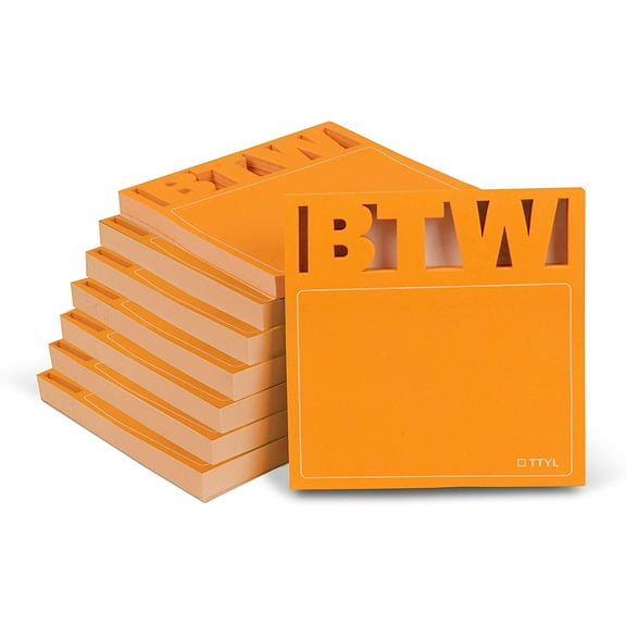 (8 Pack) Knock Knock BTW Diecut Sticky Notes, Cute Sticky Notes, 3 x 3-inches Each