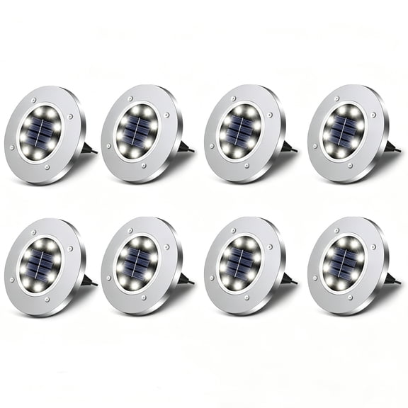 8-Pack LED Ground Lights, Outdoor Waterproof Buried Lawn Lights, Low Voltage Landscape Lighting 12V, Pathway Garden Step Decoration IP67 Anti-Rust for Yard Patio