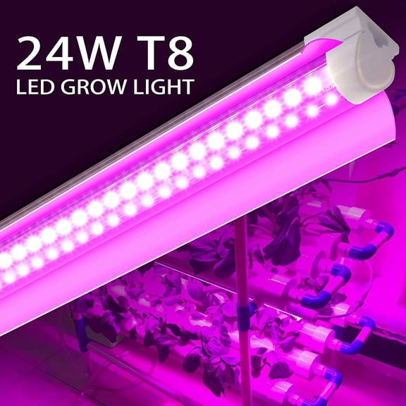 8 Pack LED Grow Light 2FT, Upgrade 192W(8×24W) High Intensity Full Indoor Grow Lights with High PPFD Value, T8 Grow Lights for Indoor Plants, Seed Starting, Succulent, Vegetables