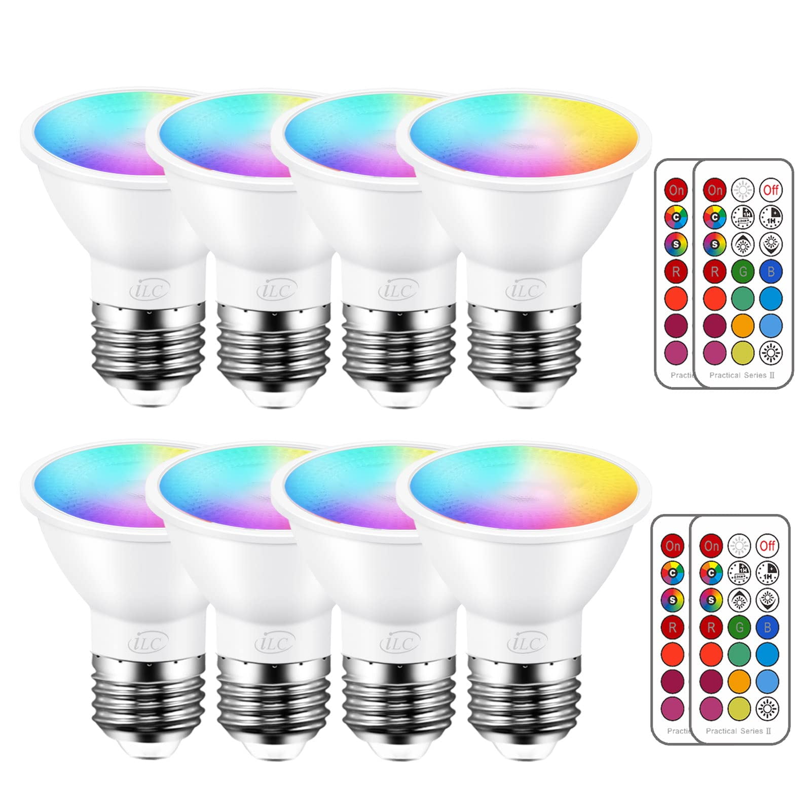 8 Pack LED Light Bulbs, 40W Equivalent, 12 Colors Dimmable, Warm White