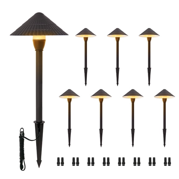 8-Pack LED Low Voltage Wired Landscape Lights, 3W 12-24VAC/DC Pathway Lights, bronze color finish Aluminum Housing, Landscape Lighting for Yard Lawn