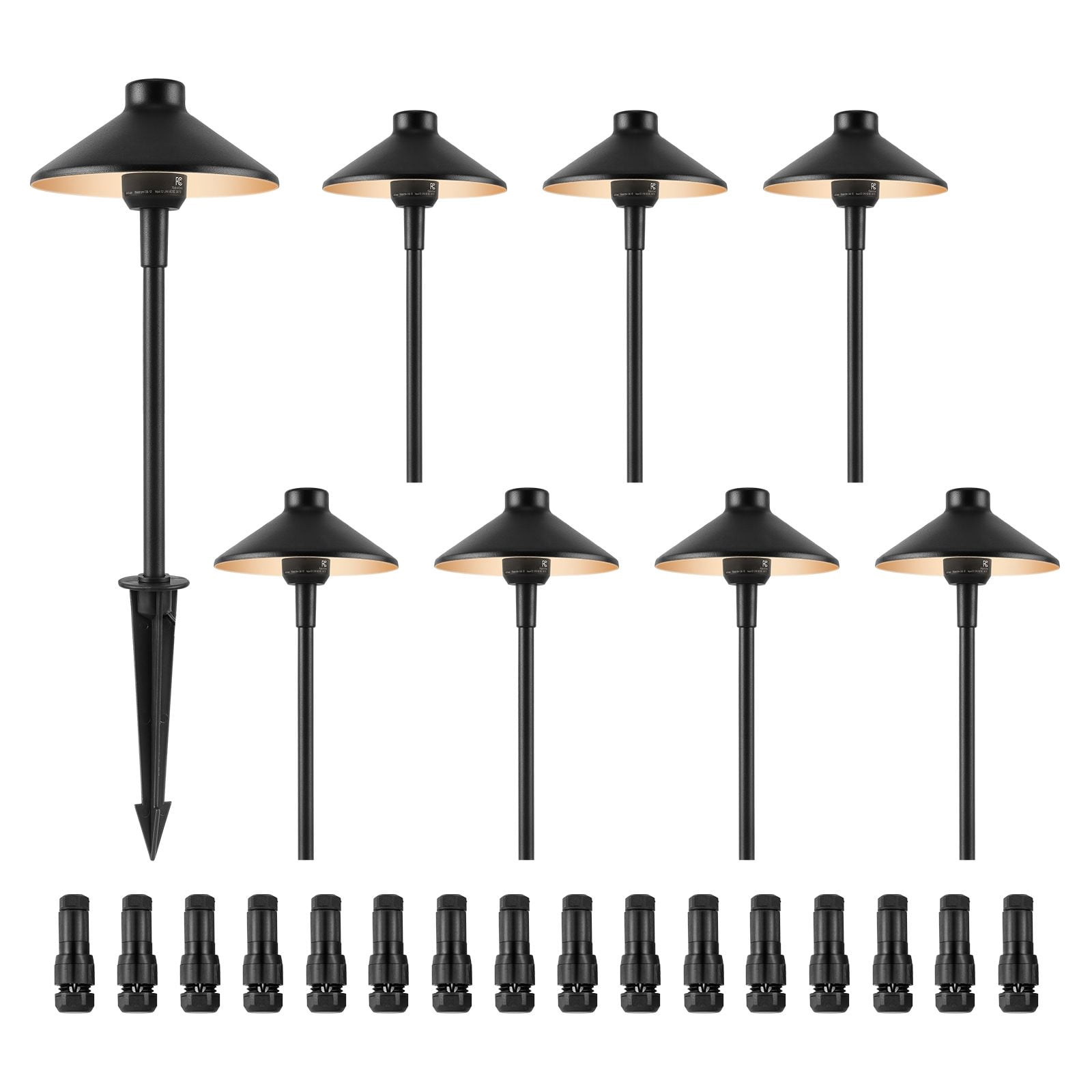 8-Pack LED Low Voltage Landscape Path Lights, 12-24V, 210LM, IP66 Waterproof, Replaceable Bulb, for Garden Walkway