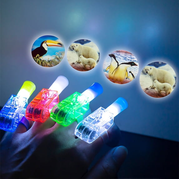8-Pack LED Projection Finger Lights - Random Color Cartoon Light Up Fingers, Portable Flashing Finger Lamps for Party, Kids & Holiday Fun
