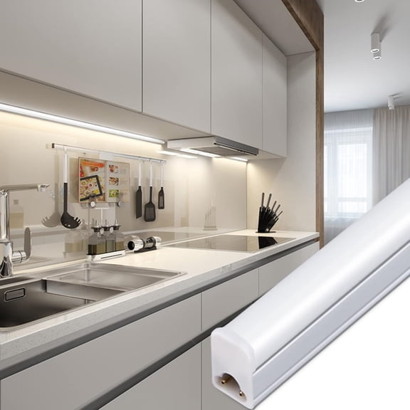 8 Pack LED Shop Light Fixture 2FT 6500K 10W 1100LM, T5 Super Bright White LED Tube Strip for Garage, Workshop, Ceiling, Under Cabinet Light, Frosted Cover, Linkable, with ON/Off Switch