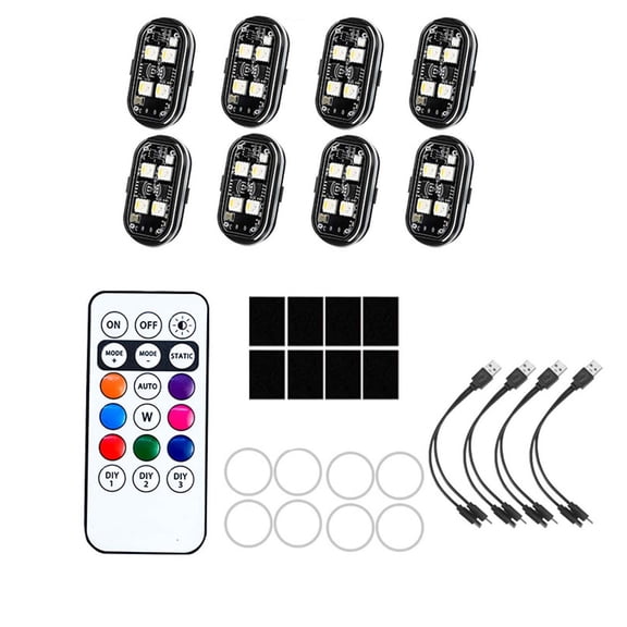 8-Pack LED Strobe Light Kit with Remote Control - Waterproof Safety Warning Lights for Car, Motorcycle & Emergency Vehicles