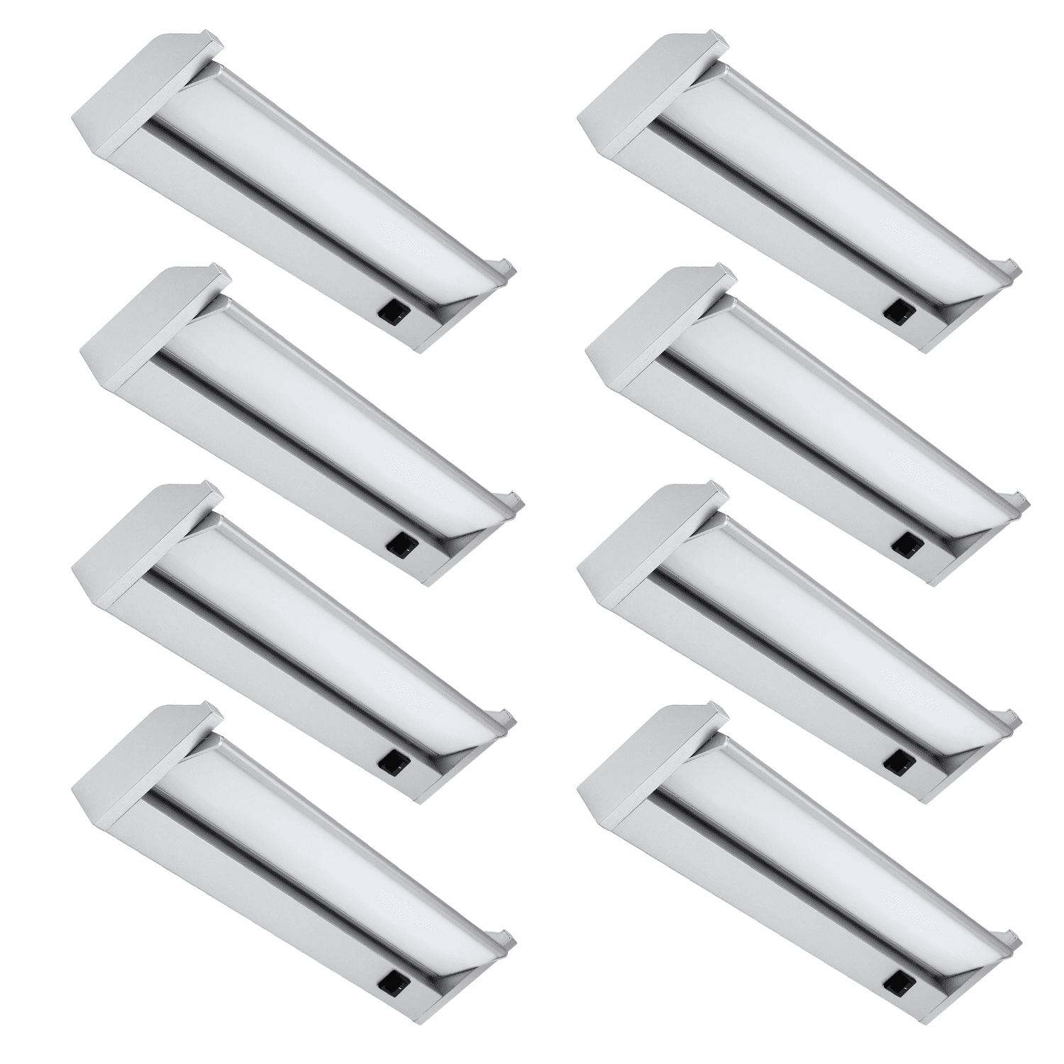 8 Pack LED Under Cabinet Lighting, 120V Rotatable Lens, Aluminum Housing, 3000K Warm White, 14" Inch, Kitchen Study Light