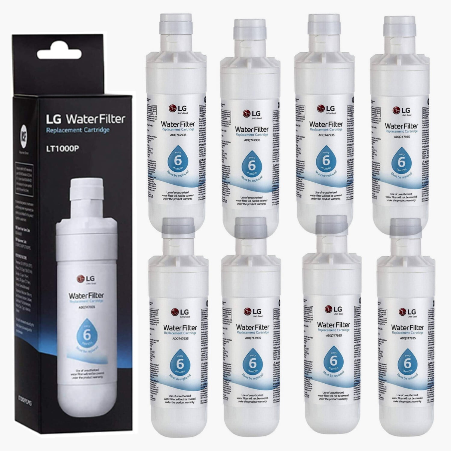 8 Pack LG LT1000P* Replacement Refrigerator Water Filter,Fit for LG