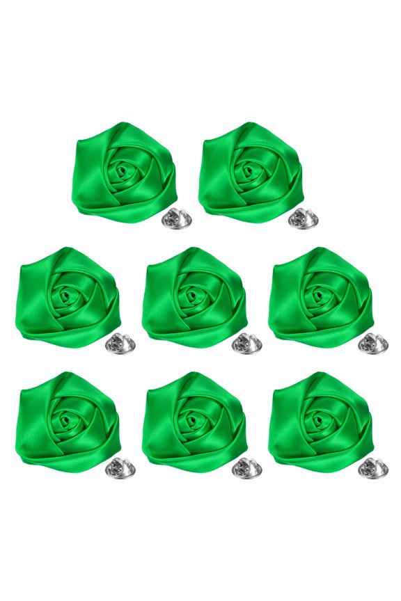 8-Pack Lapel Pin for Men Suits, 1.97" Flower Boutonnieres Brooch [Dark Green]