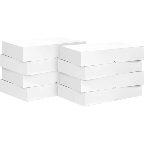 8 Pack Large Boxes with Lids, 17 x 11 x 4 Inches Extra Deep White Boxes for
