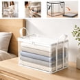 thumbnail image 1 of 8 Pack Large Clear Thick Plastic Storage Box with Hinged Lid, Thick Plastic Book Storage Bin, Stackable Collapsible Organizer Container for Books, Files, Magazines, Bedroom (White M), 1 of 7