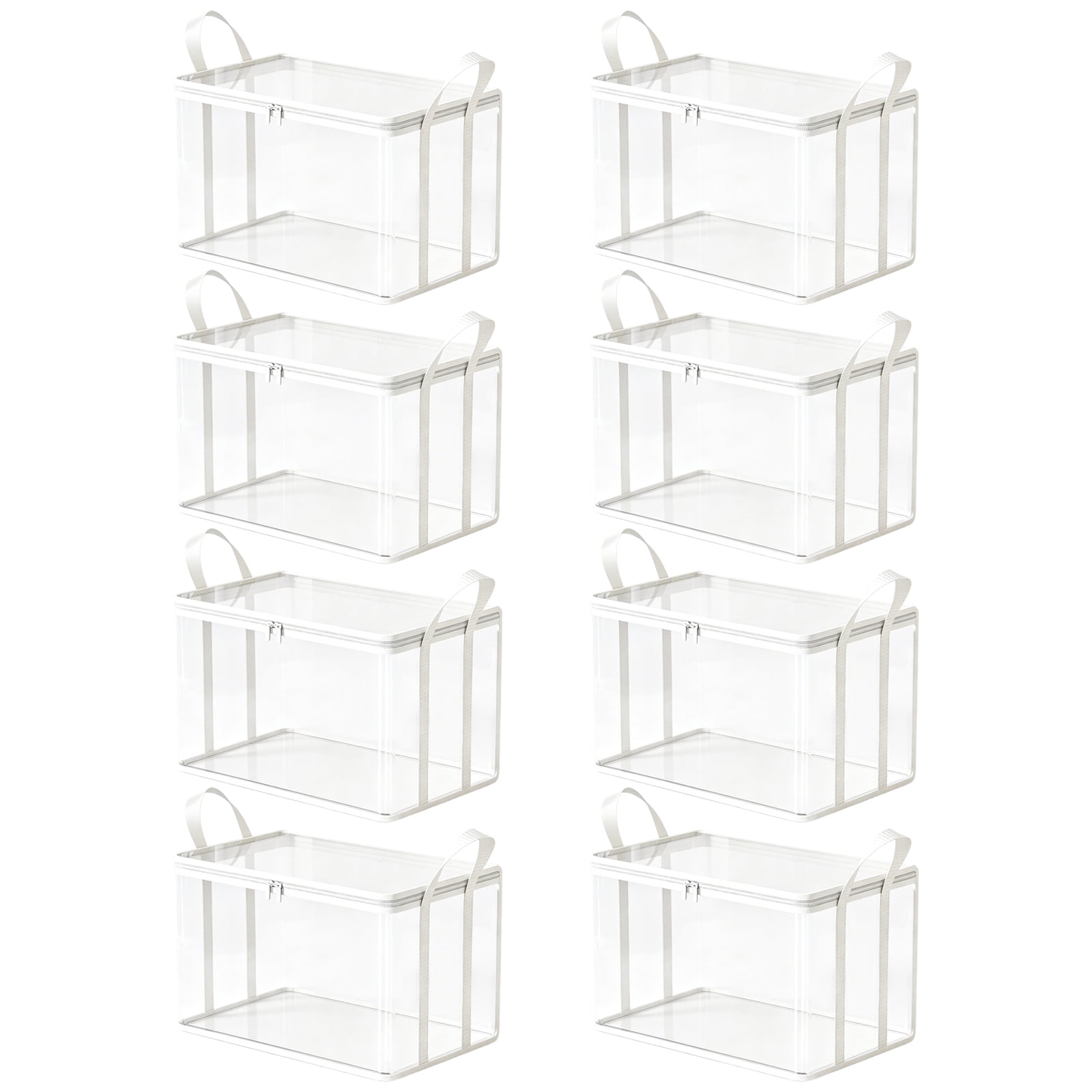 8 Pack Large Clear Thick Plastic Storage Box with Hinged Lid, Thick ...