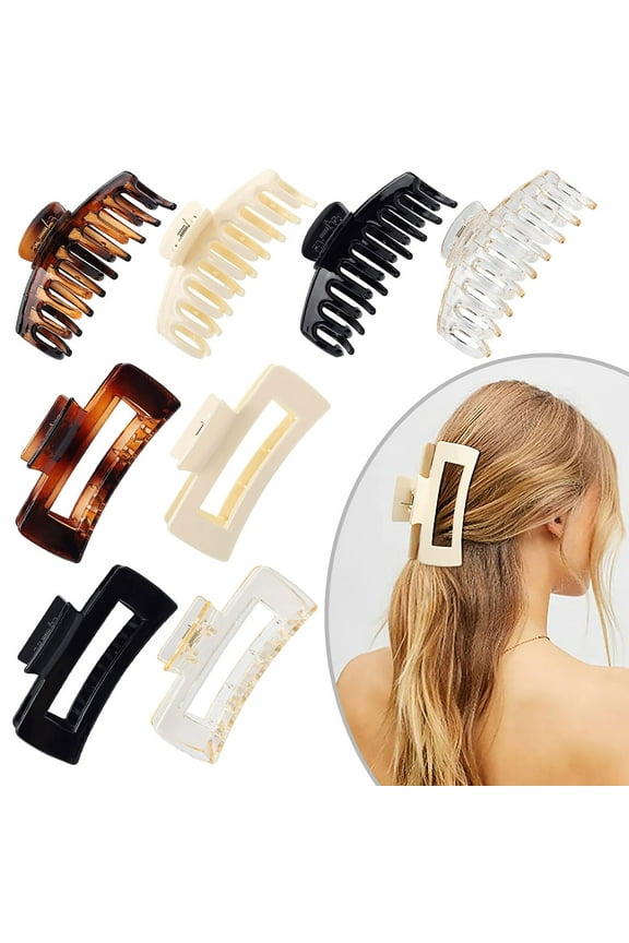 8 Pack Large Hair Claw Clips, Women & Girls Vintage Jaw Clips, Strong Hold Matte Claw Hair Clips for Thick Hair & Thin Hair (4.3 inch)