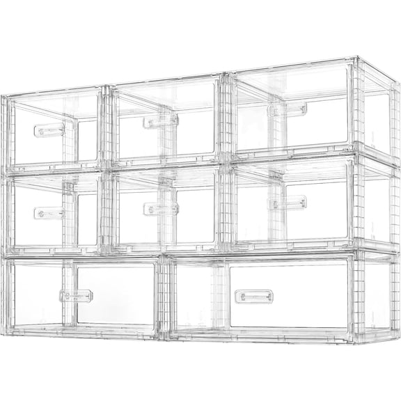 8 Pack Large & Medium Stackable Drawer Organizer Set, Easy Assembly Clear Plastic Storage Cabinet, Durable Dresser for Closet, Bedroom, Entryway, Playroom & Apartment Organization