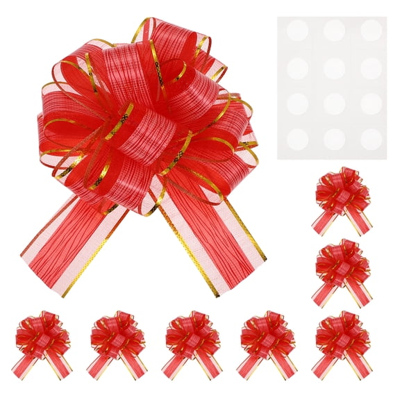 Uxcell 8 pack Bow for Gift Wrapping, 8.7" x 6.7" Wood Grain Ribbon Bows Red