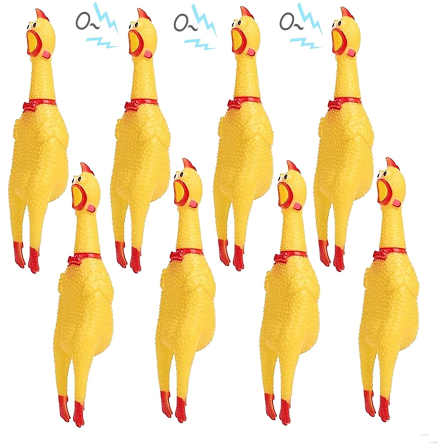 8 Pack Large Screaming Chicken Toy Rubber Squawking Big Chicken Squeeze ...