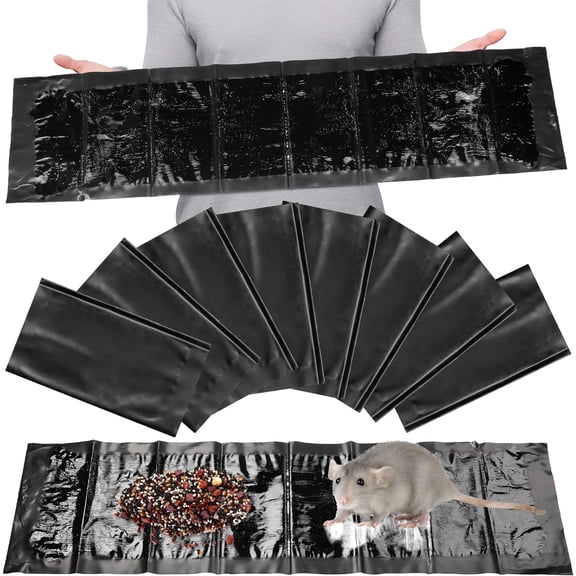 8 Pack Large Sticky Mouse Trap 24 Inch Sticky Rat Glue Roach Indoor Pest Control for Trapping Snakes Rats Spiders Roaches in Restaurant Kitchen House Supplies (Black)