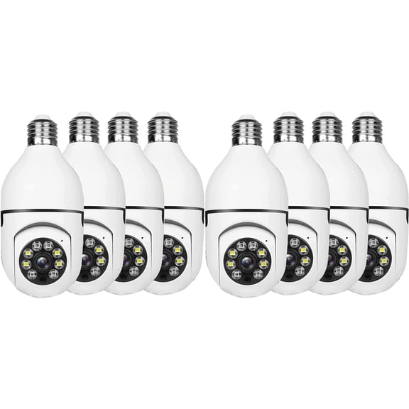 8 Pack Light Bulb Security Camera Outdoor,2.4G Wifi Light Socket Security Camera,Security Camera Light Bulb Outdoor
