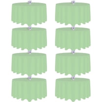 8 Pack Light Green Round Tablecloth 120 Inch Round Table Cloth, Wrinkle Resistant and Washable Tablecloth Polyester Fabric Table Cloth Round Cover for Dining Wedding Banquet Party