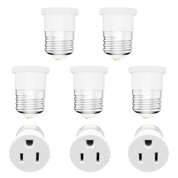 8 Pack, Light Socket to Plug Adapter, Convert Light Bulb Socket to Outlet Adapter (White).