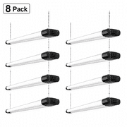 8 Pack Linkable LED Utility Shop Light, 4 FT Integrated Fixture For Garage, 40W Equivalent 250W, 6500K Daylight