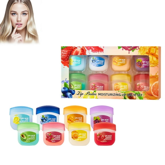 8-Pack Lip Mask Set, Moisturizing Lip Care for Dry Lips, 2-Piece Set with 8 Individually Packed Lip Masks, 7g Each