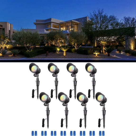 8 Pack 5CCT Low Voltage LED Landscape Spotlight, 12V-24V AC/DC Die-cast Aluminum Low Voltage Garden Lights, Oil Rubbed Bronze