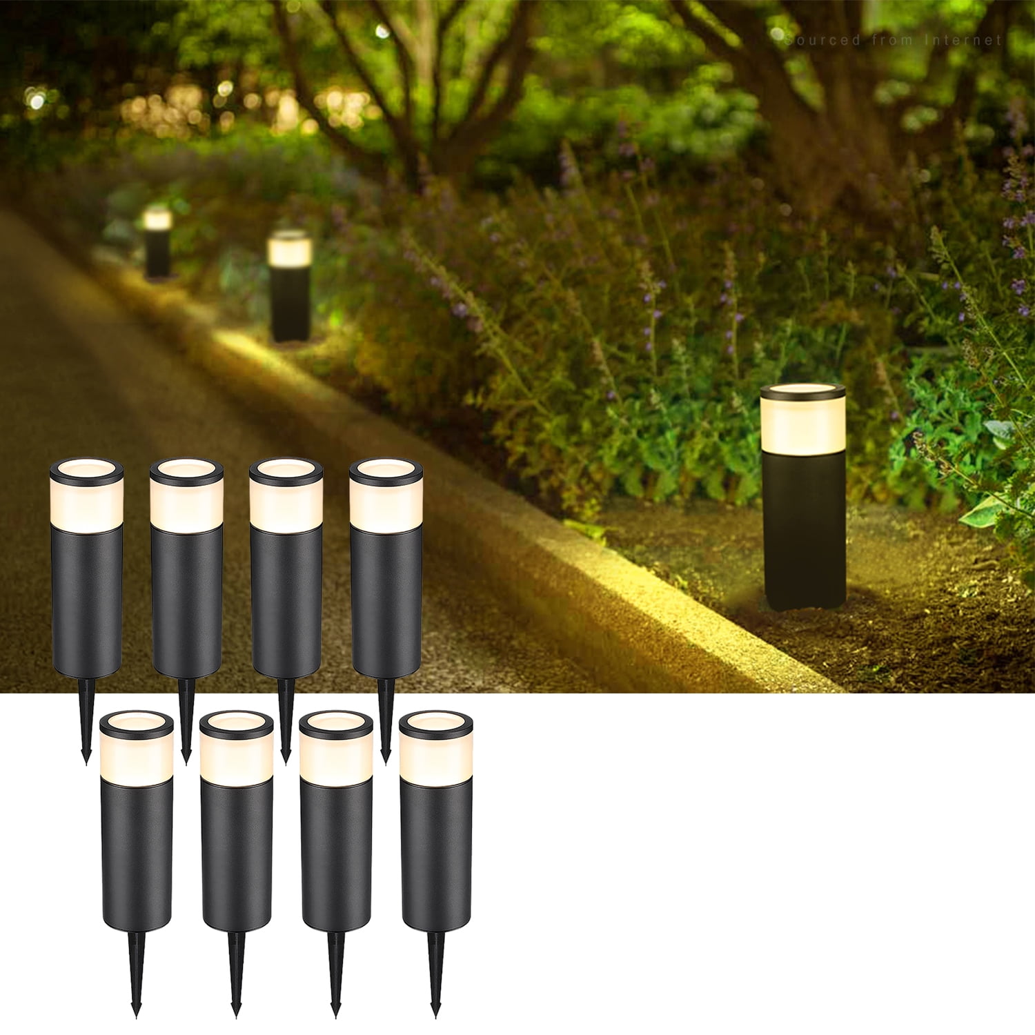 8 Pack LED Landscape Lighting, Low Voltage Outdoor Walkway Lights, Wired Driveway Lights, 3000K Warm White