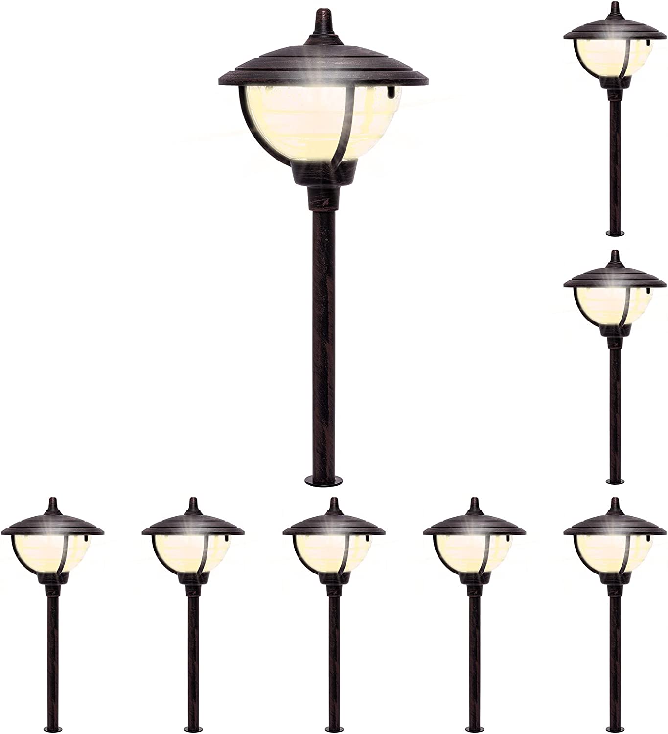 8 Pack Low Voltage Wired Modern Landscape Pathway Yard Stake Light