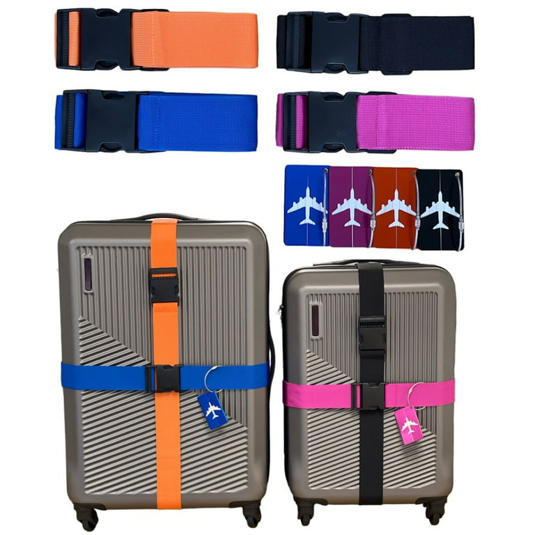 8 Pack Luggage Straps Suitcase Tags Set, Travel Adjustable