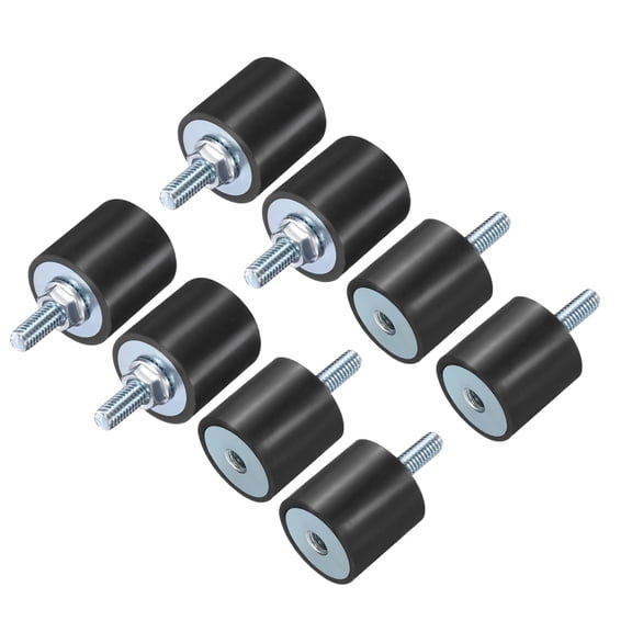 8 Pack M6x18mm Thread Studs Rubber Shock 25x25mm Male Female 8 Pack M6 Lock Nuts