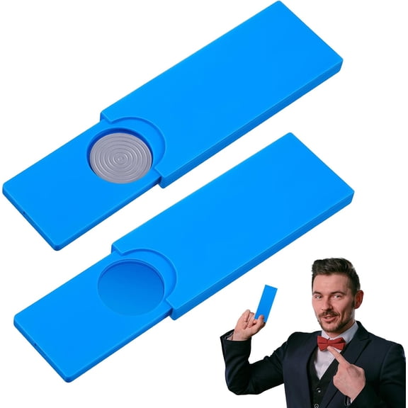 8Pack Magic Trick Coin Slider Case, 3.85 x 1.57 Inch Plastic Coin Disappearing Box, Magician Gimmick Props for Party Favors Stage Performance