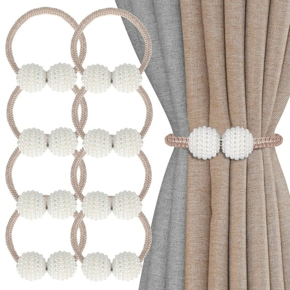8 Pack Magnetic Curtain Tie Backs with Pearls,Modern Curtain Holdbacks Strap,Decoration for Kindergarten,Outside and Inside Drapes