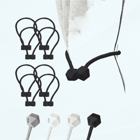 8 Pack Magnetic Curtain Tiebacks, Drapery Holdbacks with Upgraded Magnet Convenient Drape Tie Backs European Style Decorative Curtain Ties for Home&Office Window Draperies(Black)