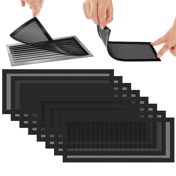 8 Pack Magnetic Mesh Floor Vent Covers 10x4 Inch Rectangle Vent Screens Filter for Home Floor Wall Ceiling Dust Catch Hair Toys Black