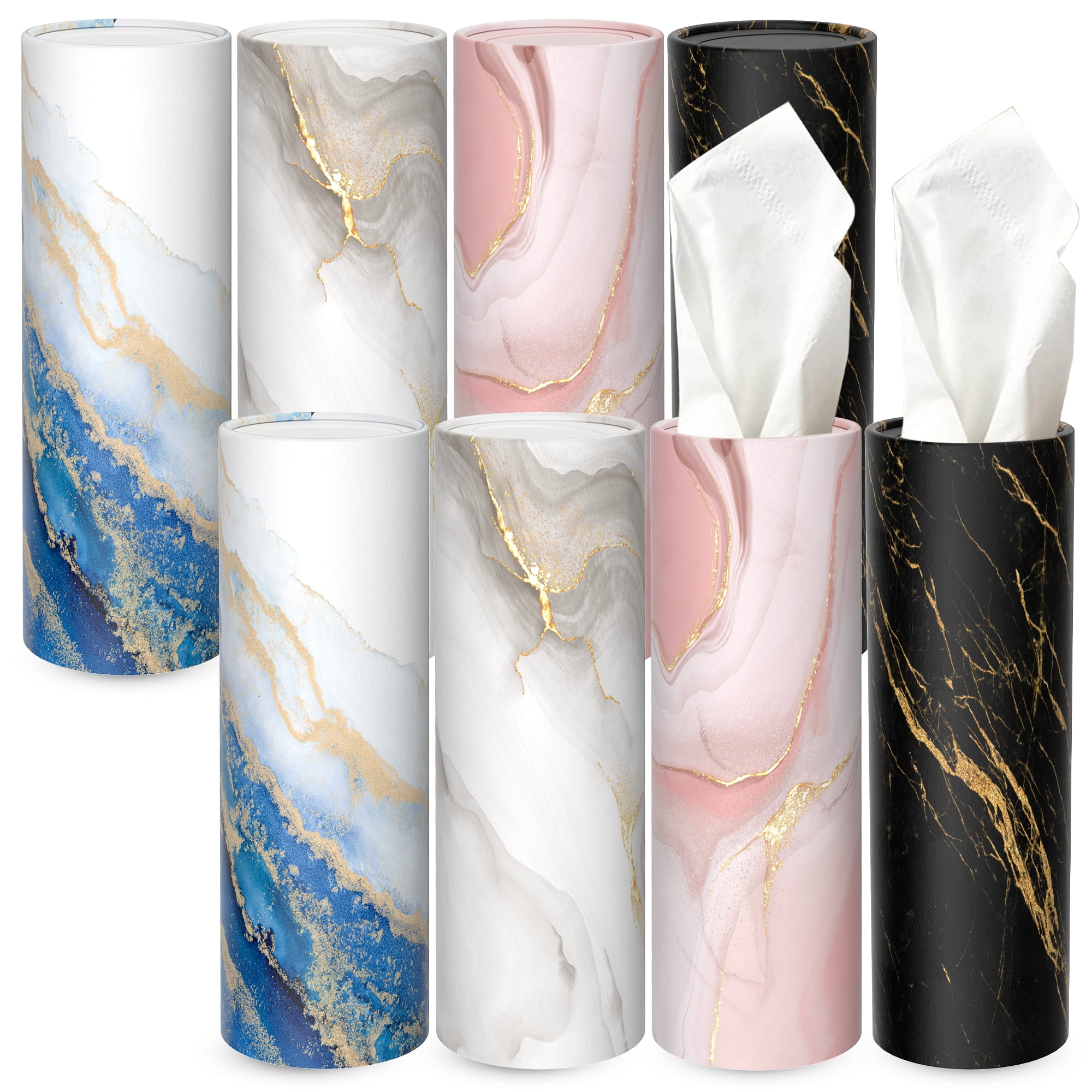 8 Pack Marble Car Tissue Holder, Car Tissues Cylinder with 3-Ply