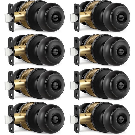 8 Pack Matte Black Door Knobs Interior, Bedroom and Bathroom Door Knob with Lock, Black Interior Door Knobs Privacy Door Knob