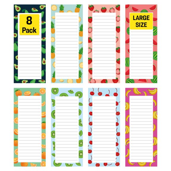8 Pack Medium Magnetic Memo Notepads with Solid Pattern Covers, Strong Magnetic Backing for Fridge, Perfect for Grocery Lists, Shopping Notes, To-Do Lists & Daily Reminders