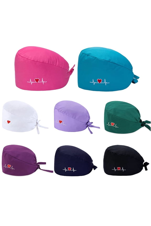 8 Pack Men and Women Scrub Cap with Adjustable Elastic Tie-Back Lightweight, Breathable No-Slip Unisex Surgical Cap