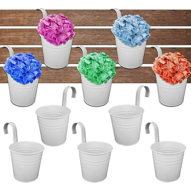 2Pcs Colored Metal Buckets Pencil Holder Bucket Plant Pot Baskets Bright  Silver