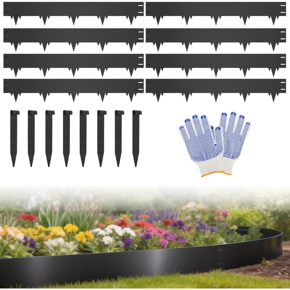 8-Pack Metal Landscape Edging (26ft Total), 40" x 6.5" Steel Garden Edging Border w/ 8 Stakes, Rustproof Hammer-in Edging for Landscaping, Lawn, Yard, Tree Rings, Flower Beds
