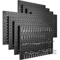 8 Pack Metal Pegboard Panels White & Black Pegboards Wall Organizer with 50 Pcs Hooks, Peg Board for Walls Home, Garage Tool Storage, Office Organization, Kitchen, Craft Room